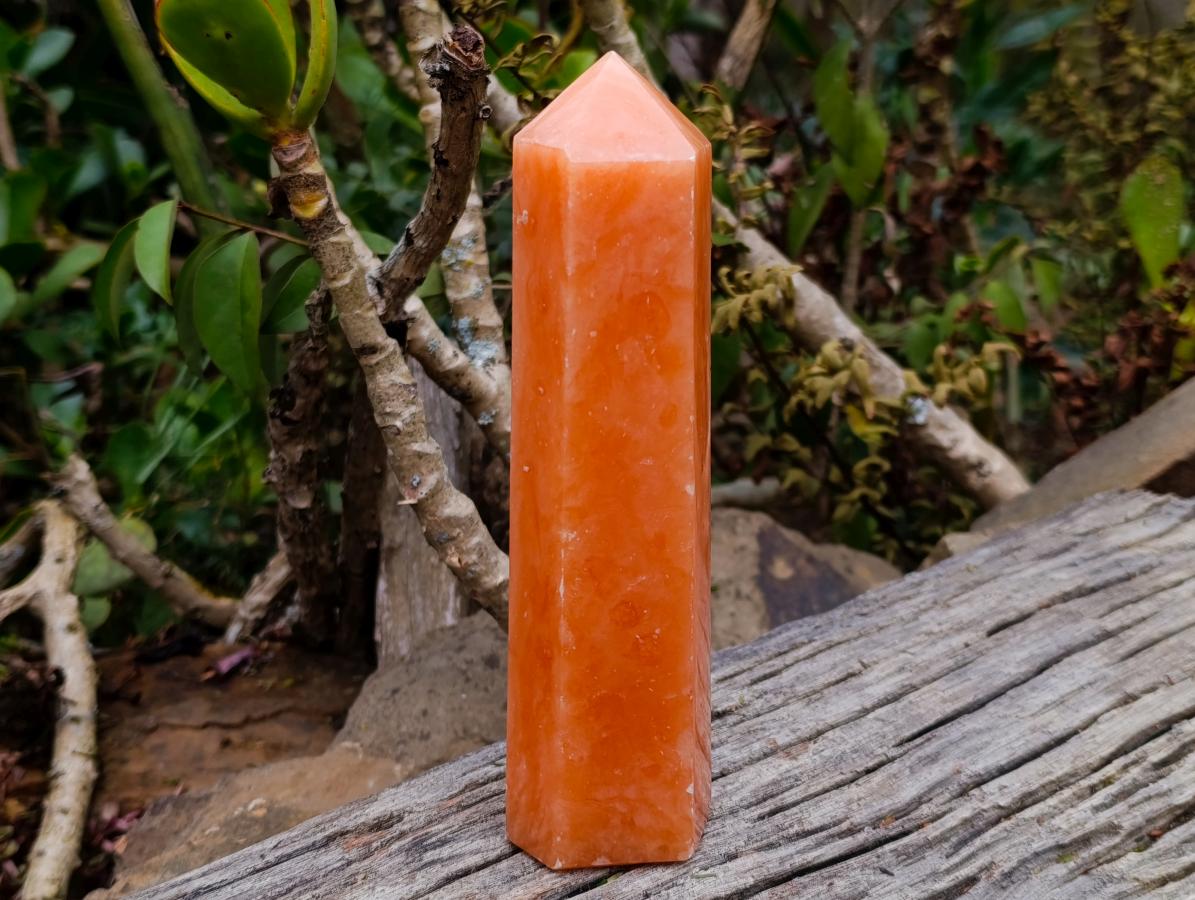 Polished Orange Twist Calcite Display Crystal x 1 From Madagascar