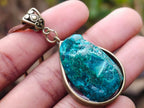 Hand Made Dioptase Teardrop Pendant with Leather Necklace - Sold Per Piece - From Congo