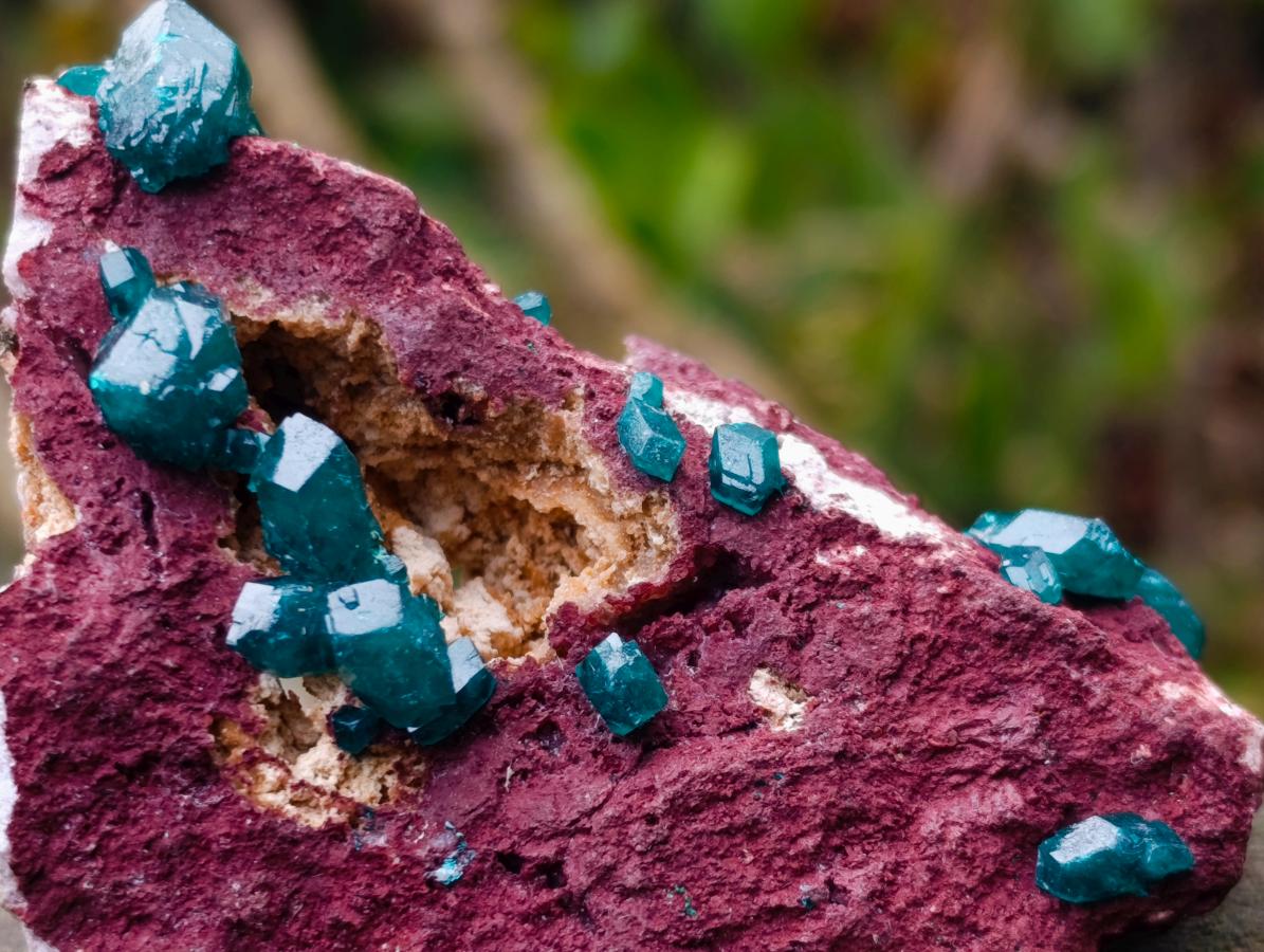 Natural Dioptase Specimen on a Dolomite Matrix x 1 From Mashamba East, Congo