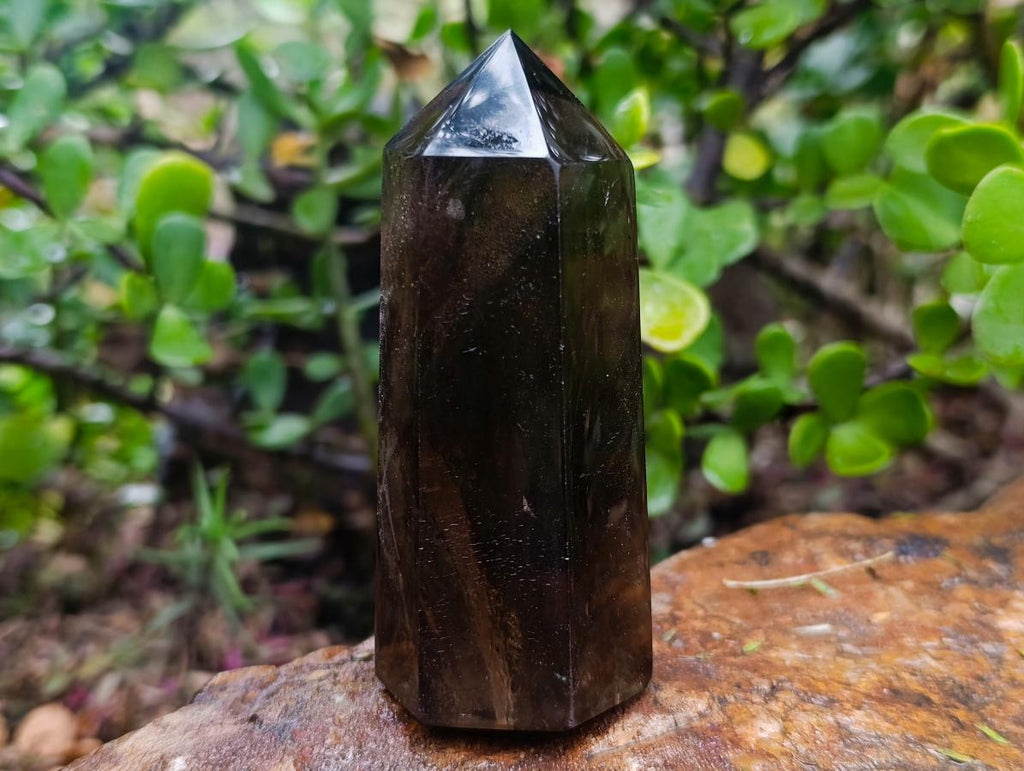 Polished Dark Smokey Quartz Crystal with Hollow Vesicle Chamber x 1 From Madagascar
