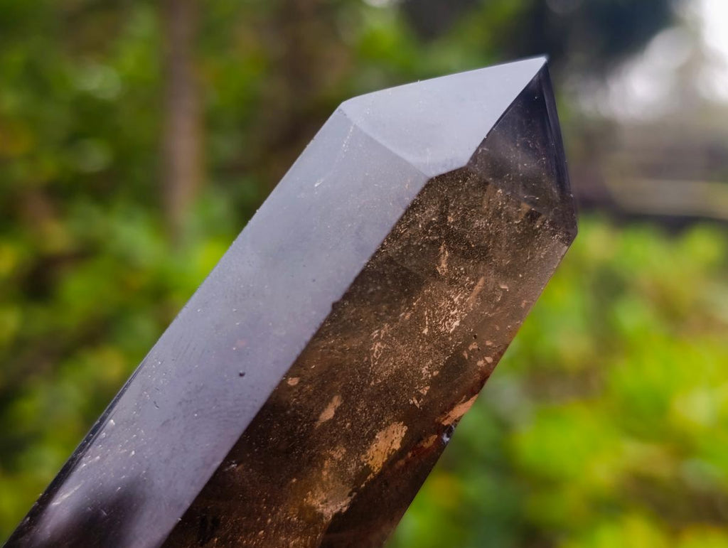 Polished Dark Smokey Quartz Crystal with Hollow Vesicle Chamber x 1 From Madagascar