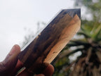 Polished Dark Smokey Quartz Crystal with Hollow Vesicle Chamber x 1 From Madagascar