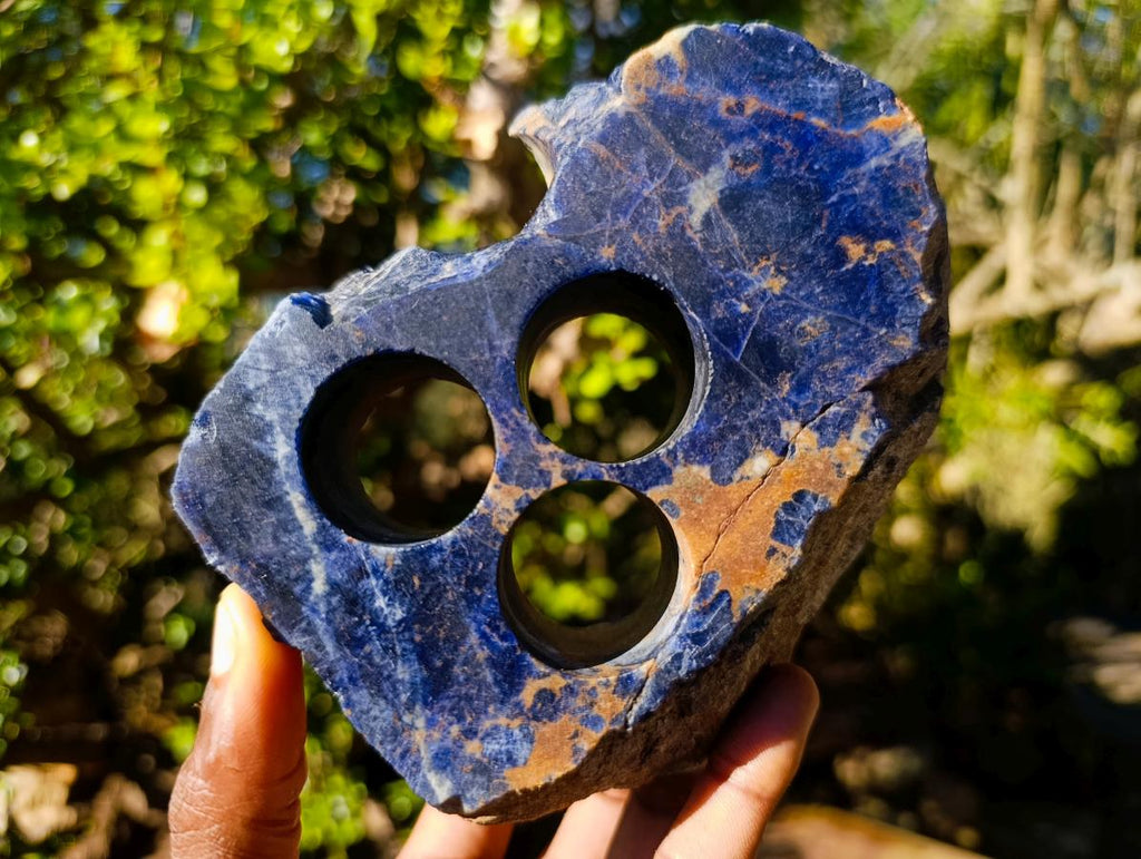 Polished Pair of Sodalite and Unakite Desk Stationary Holders x 1 From Southern Africa