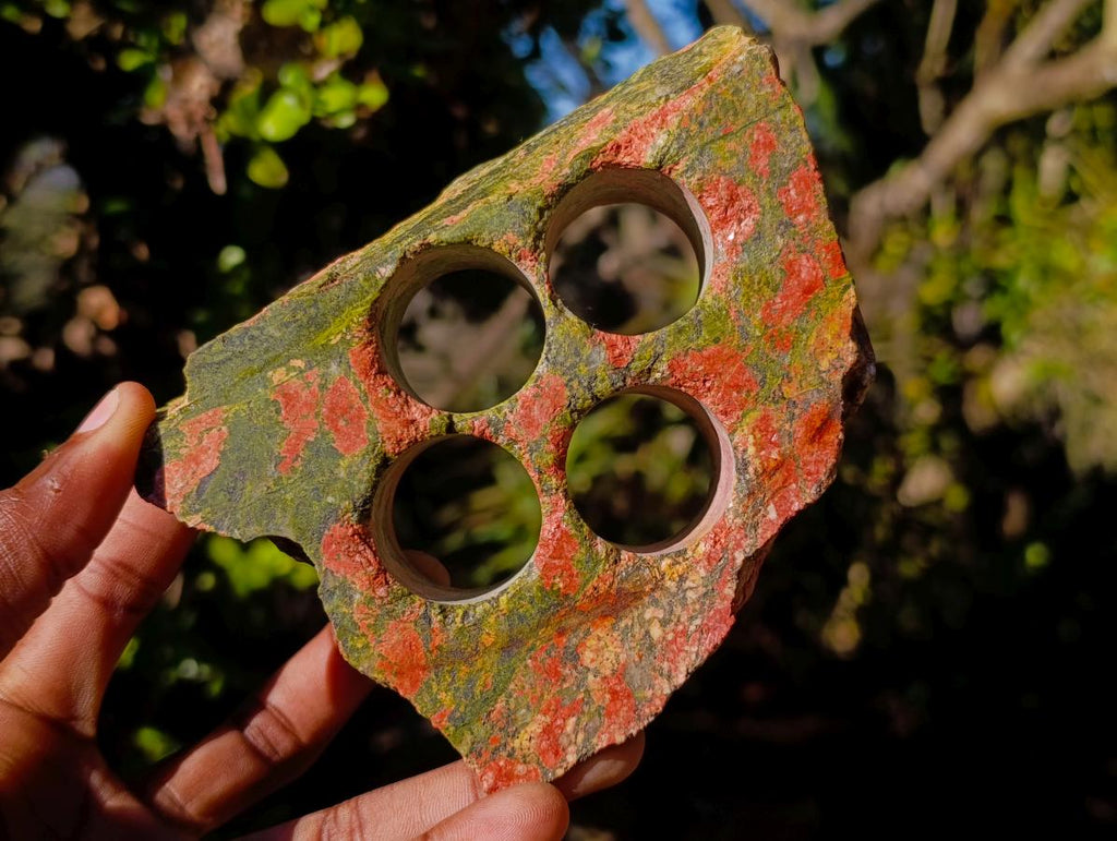 Polished Pair of Sodalite and Unakite Desk Stationary Holders x 1 From Southern Africa