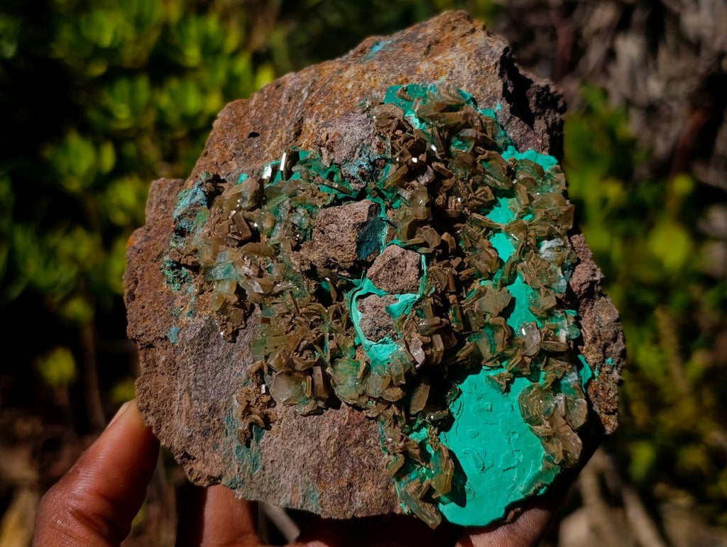 Natural Large Barite with Malachite Specimen on a Dolomite Matrix x 1 From Shangulowe Mine, Congo
