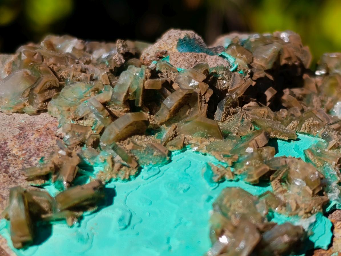Natural Large Barite with Malachite Specimen on a Dolomite Matrix x 1 From Shangulowe Mine, Congo
