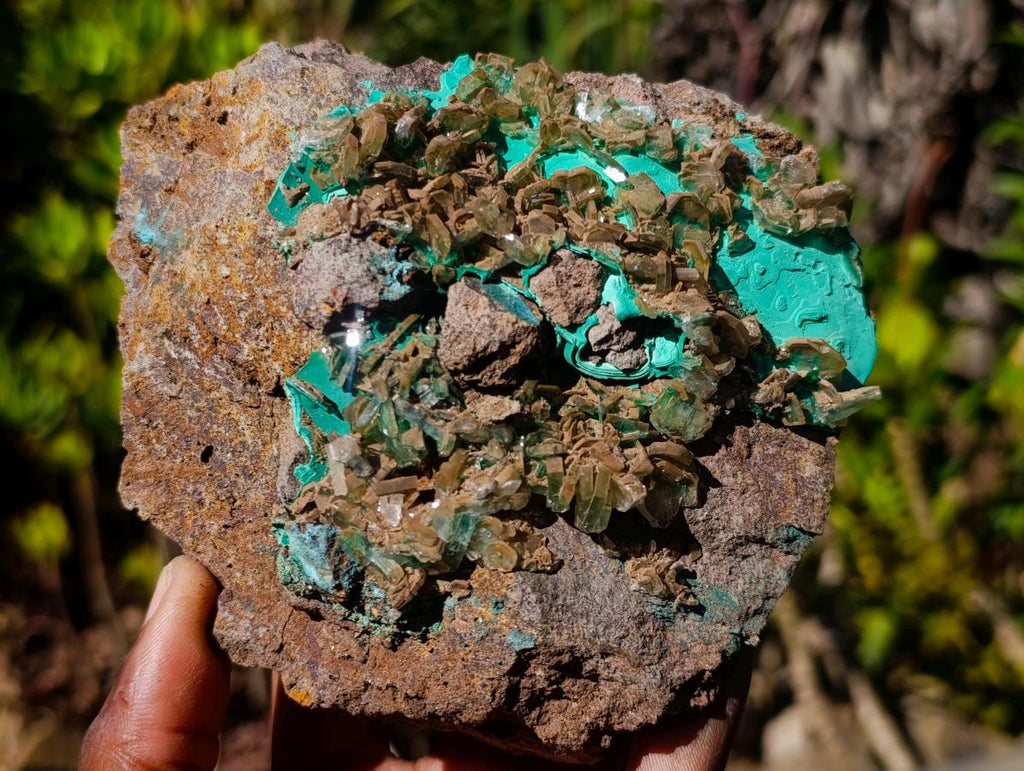 Natural Large Barite with Malachite Specimen on a Dolomite Matrix x 1 From Shangulowe Mine, Congo