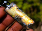 Hand Made Tabular Labradorite Pendant with Black Cord Necklace - Sold Per Piece - From Tulear, Madagascar