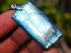 Hand Made Tabular Labradorite Pendant with Black Cord Necklace - Sold Per Piece - From Tulear, Madagascar