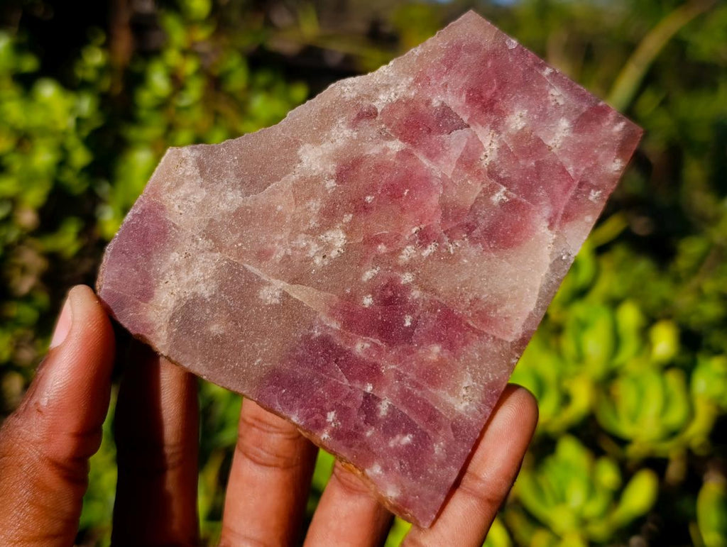 Polished Ultra Rare Pink Transvaal Jade Slice x 1 From Rustenburg, South Africa