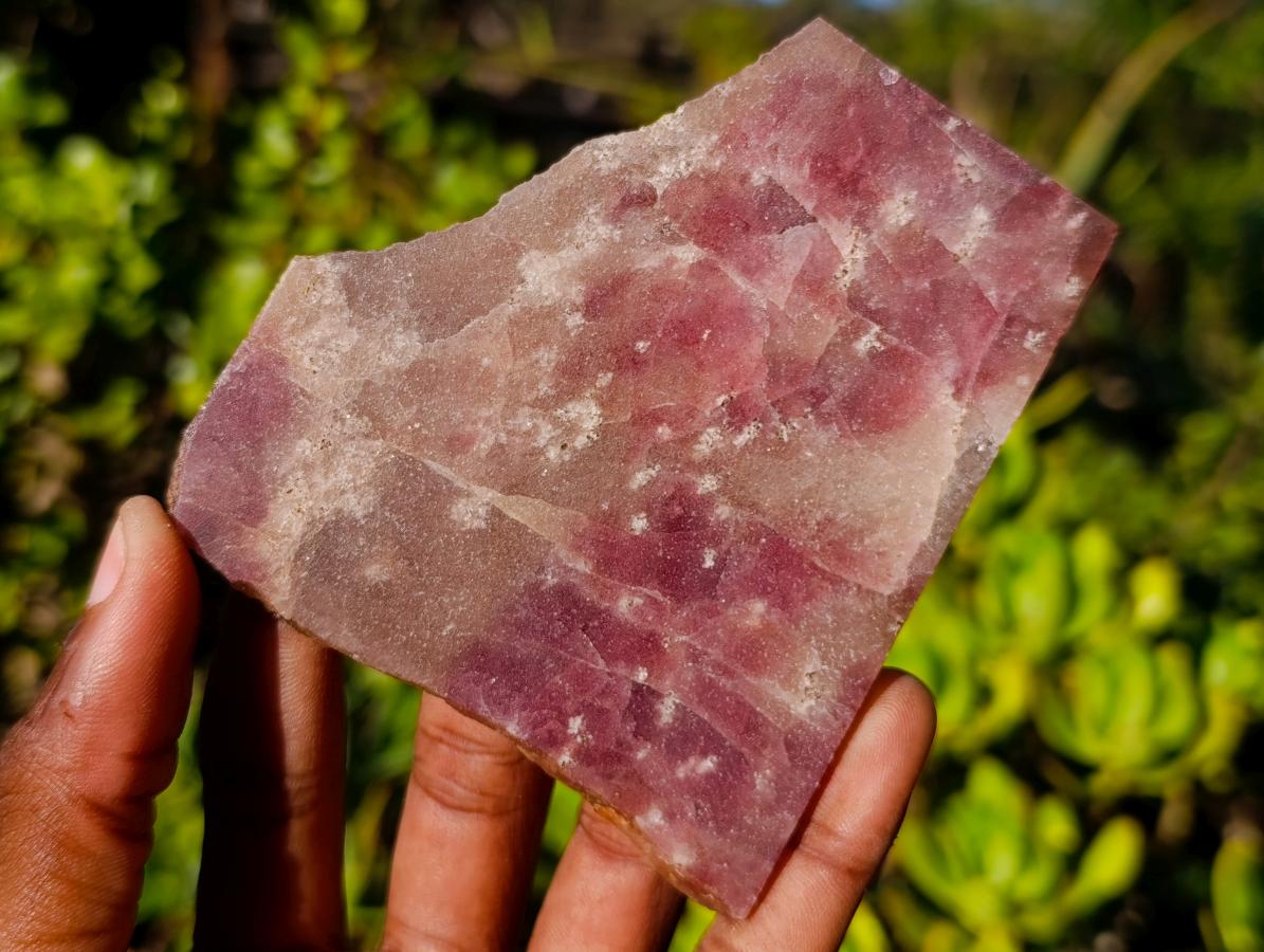 Polished Ultra Rare Pink Transvaal Jade Slice x 1 From Rustenburg, South Africa