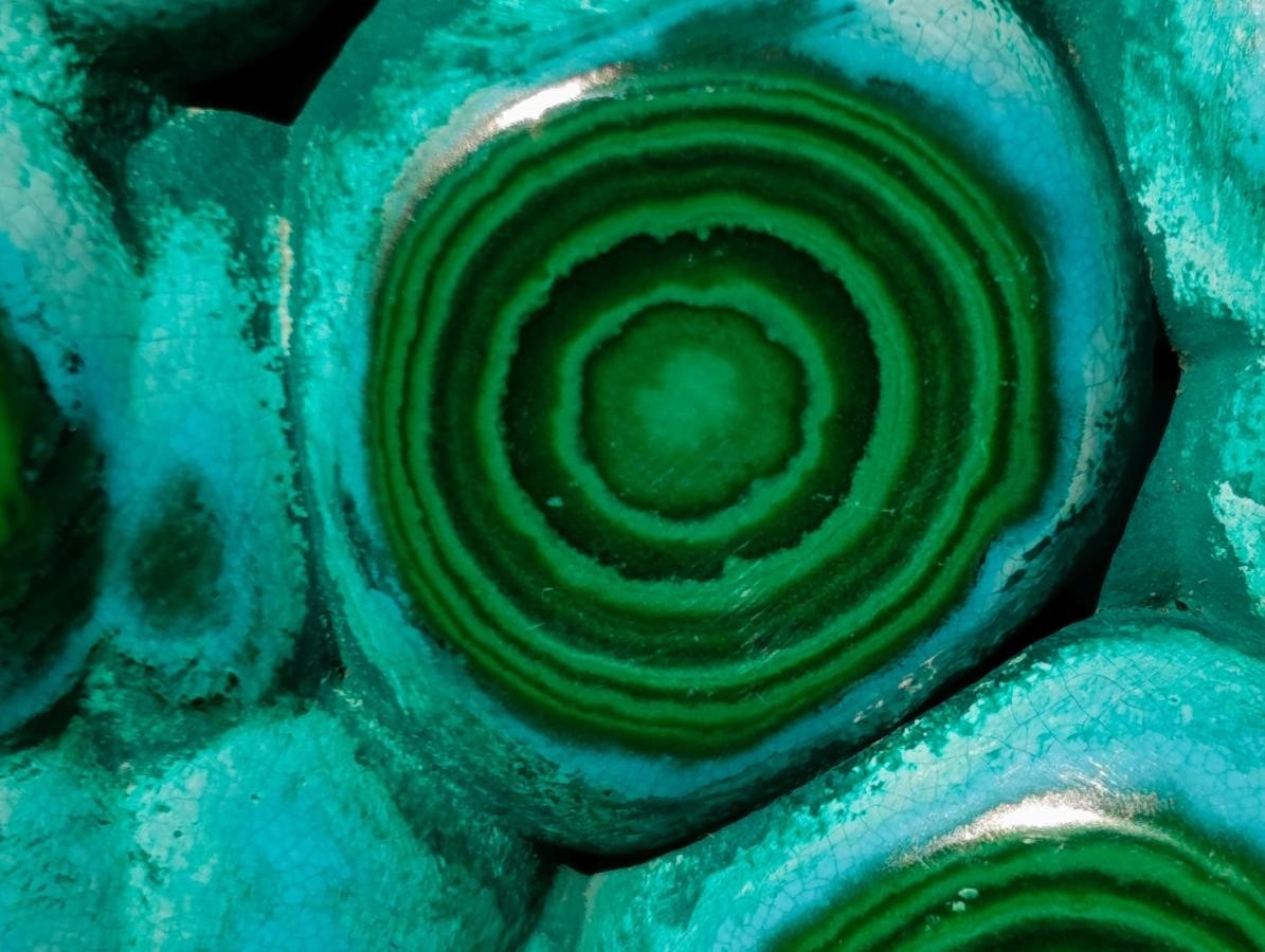 Polished "Eye" Ring Patterned Malacolla Free Form x 1 From Kulukuluku, Congo