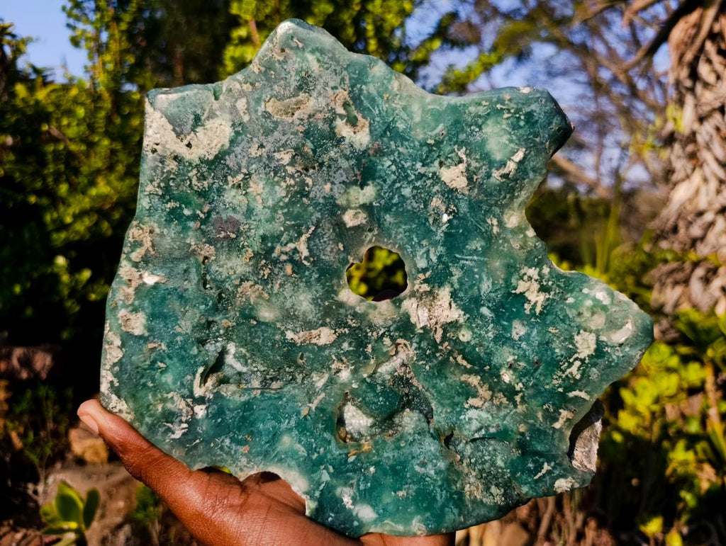 Polished One Side Large Mtorolite Emerald Chrysoprase Slice x 1 From Mutorashanga, Zimbabwe