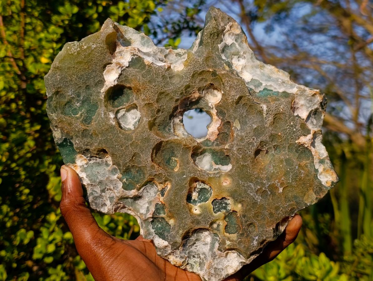 Polished One Side Large Mtorolite Emerald Chrysoprase Slice x 1 From Mutorashanga, Zimbabwe