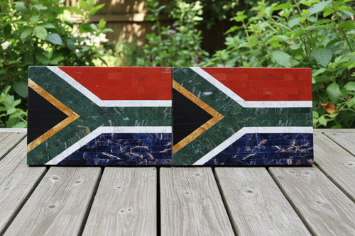 Hand Made Pair of South African Flag Mosaic Table Tops x 1 From South Africa
