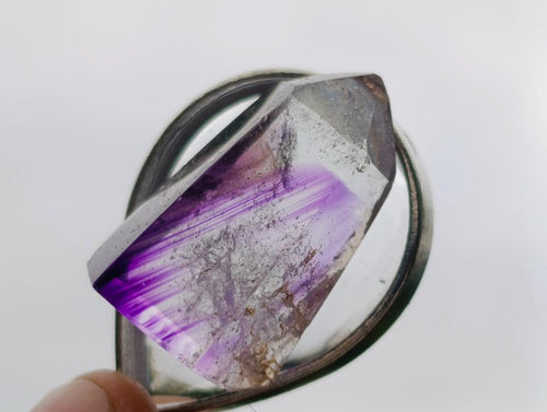 Hand Made Window Amethyst Crystal in Silver Teardrop Necklace - Sold Per Item - From Akansobe, Madagascar