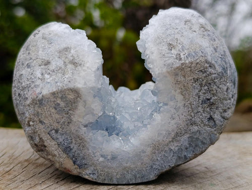 Polished and Natural Blue Celestite Geode Standing Display Piece x 1 From Sakoany Madagascar