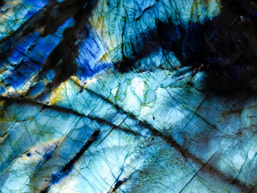 Polished One Side Bright Blue Labradorite Standing Display Piece x 1 From Tulear, Madagascar