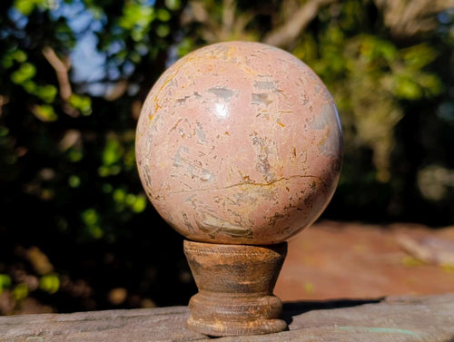 Polished Unique Runestone Feldspar Sphere with Wooden Stand x 1 From Messina, South Africa