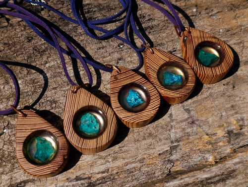 Hand Made Shattuckite in Zebra Wood Necklace - Sold Per Item - From South Africa