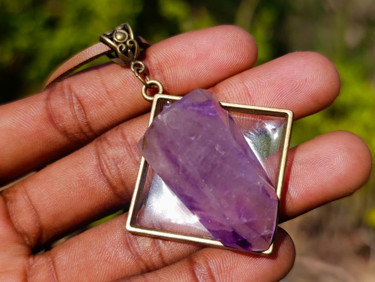 Hand Made Window Amethyst Crystal Necklaces - Sold Per Item - From Akansobe, Madagascar