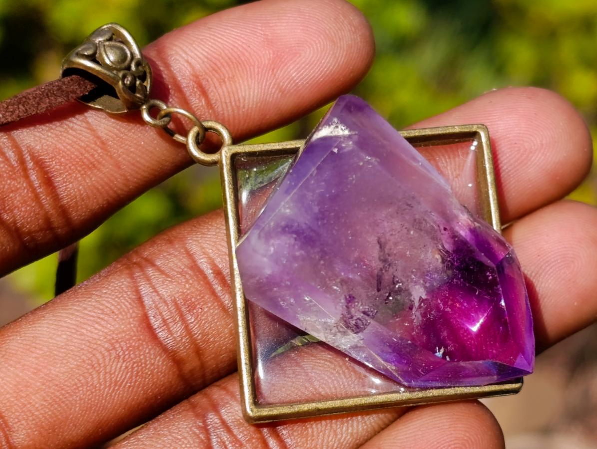 Hand Made Window Amethyst Crystal Necklaces - Sold Per Item - From Akansobe, Madagascar
