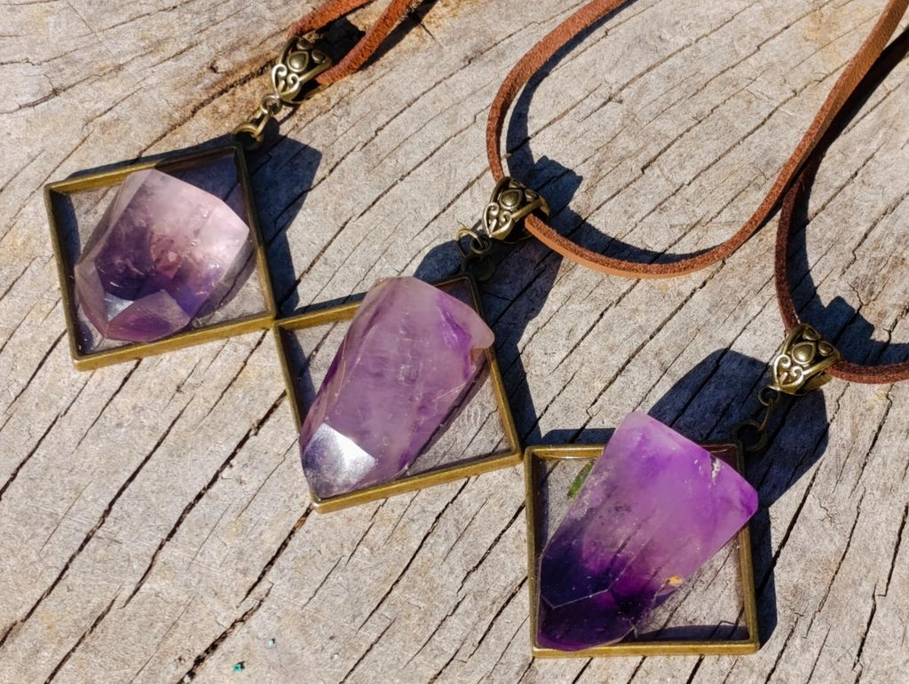 Hand Made Window Amethyst Crystal Necklaces - Sold Per Item - From Akansobe, Madagascar