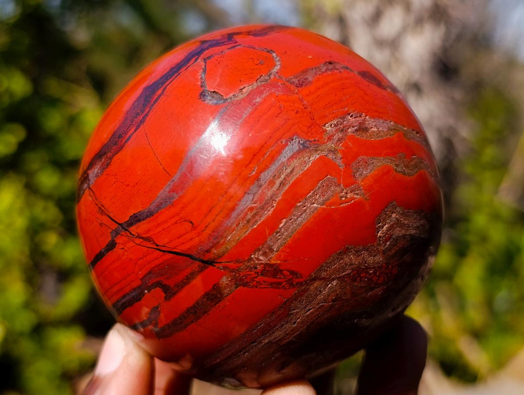 Polished Silver and Red Hematite Banded Jasper Ball x 1 From Zimbabwe