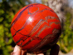 Polished Silver and Red Hematite Banded Jasper Ball x 1 From Zimbabwe