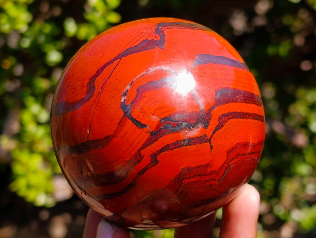 Polished Silver and Red Hematite Banded Jasper Ball x 1 From Zimbabwe