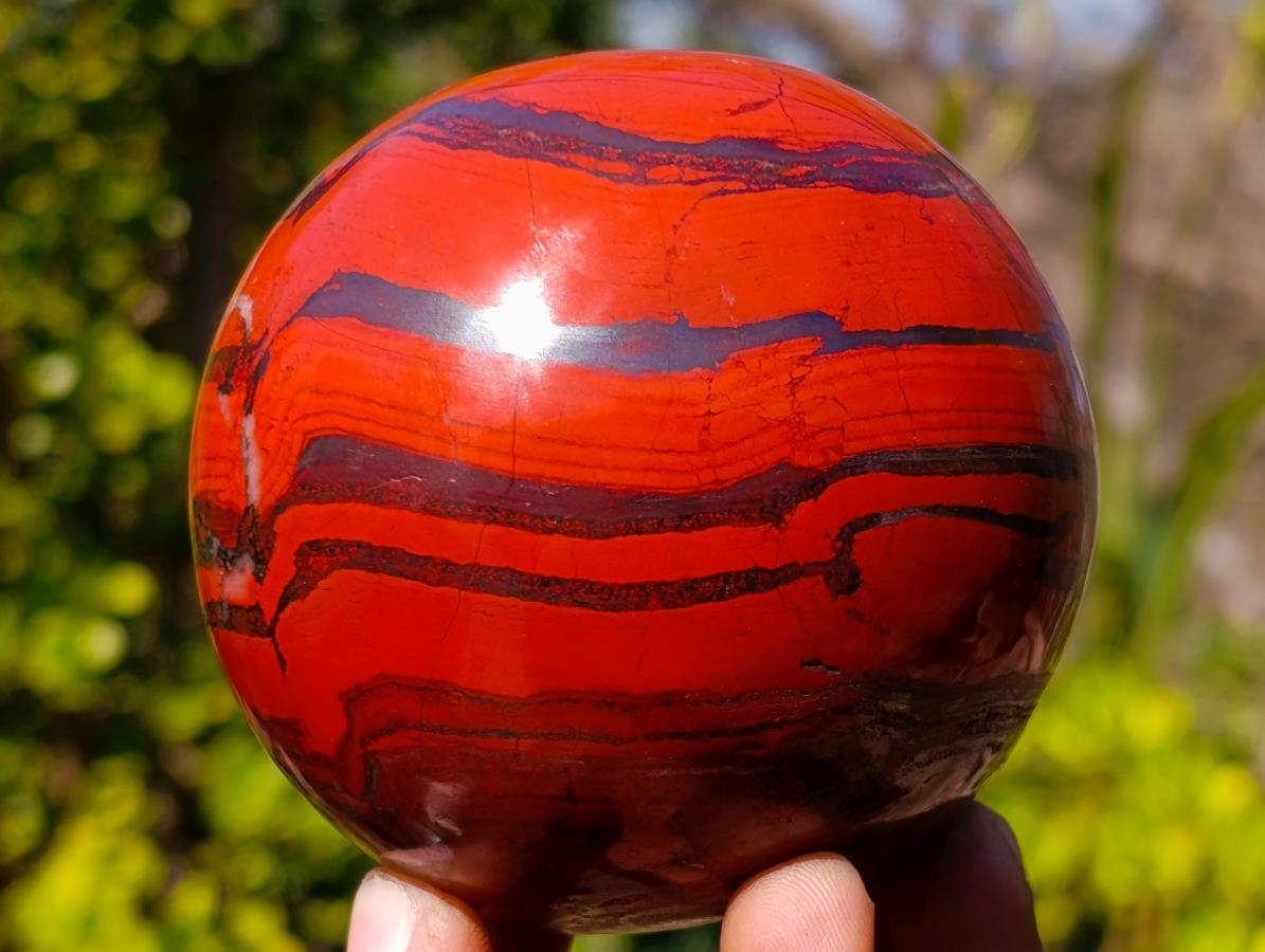 Polished Silver and Red Hematite Banded Jasper Ball x 1 From Zimbabwe