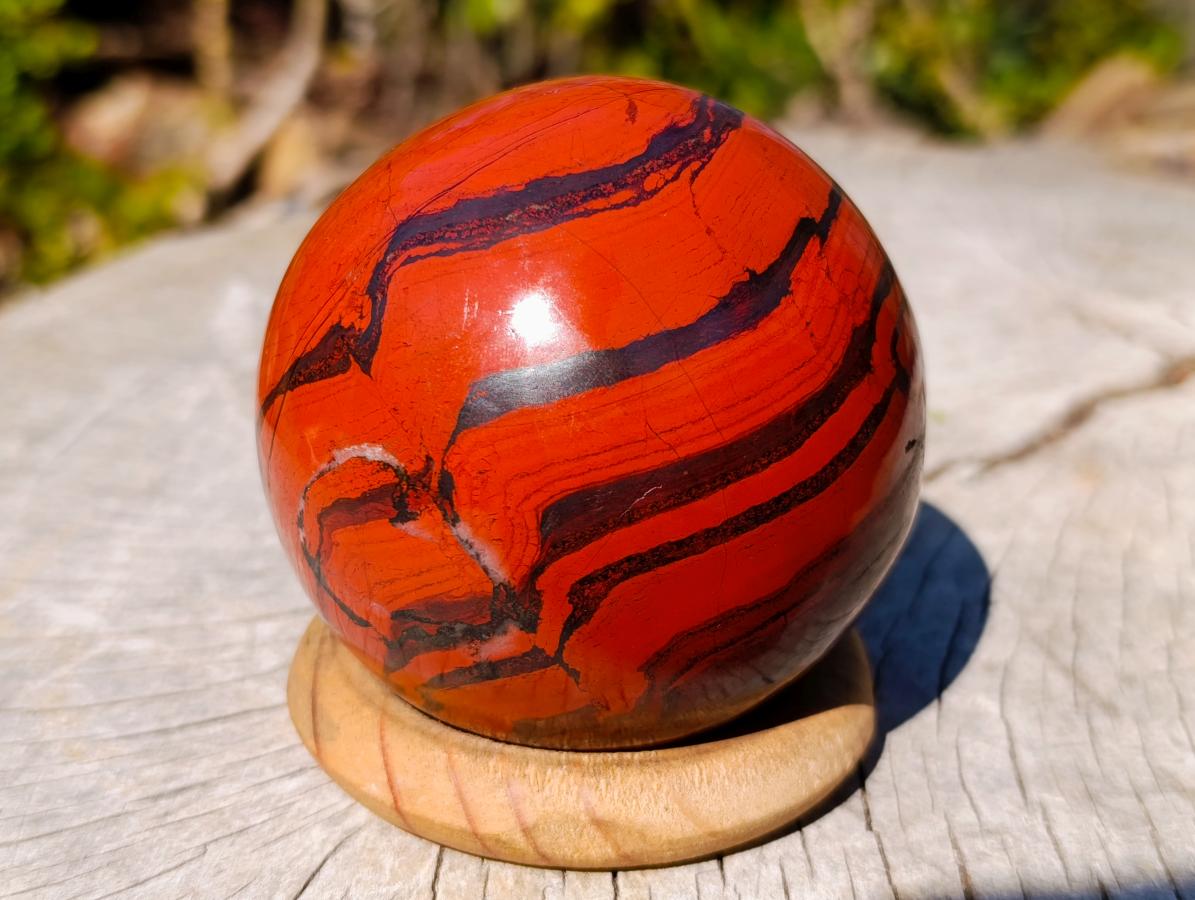 Polished Silver and Red Hematite Banded Jasper Ball x 1 From Zimbabwe