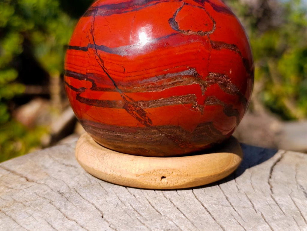 Polished Silver and Red Hematite Banded Jasper Ball x 1 From Zimbabwe