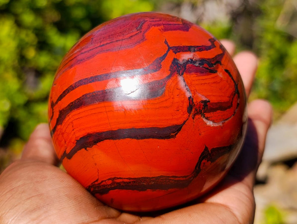 Polished Silver and Red Hematite Banded Jasper Ball x 1 From Zimbabwe