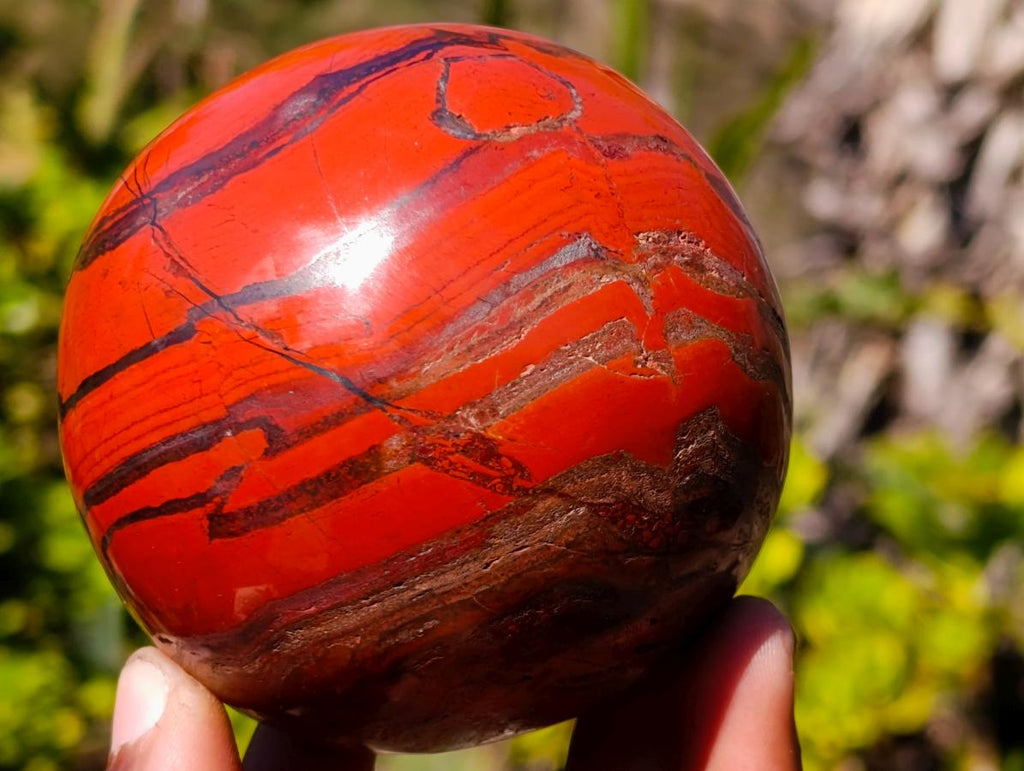 Polished Silver and Red Hematite Banded Jasper Ball x 1 From Zimbabwe