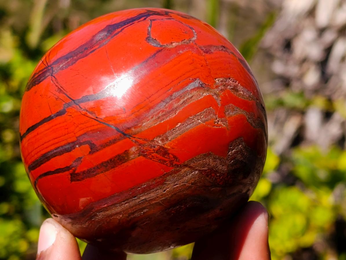 Polished Silver and Red Hematite Banded Jasper Ball x 1 From Zimbabwe