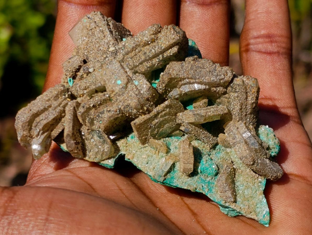 Natural Classic Criss Cross Barite and Malachite Specimen x 1 From Shinkolobwe Mine, Congo