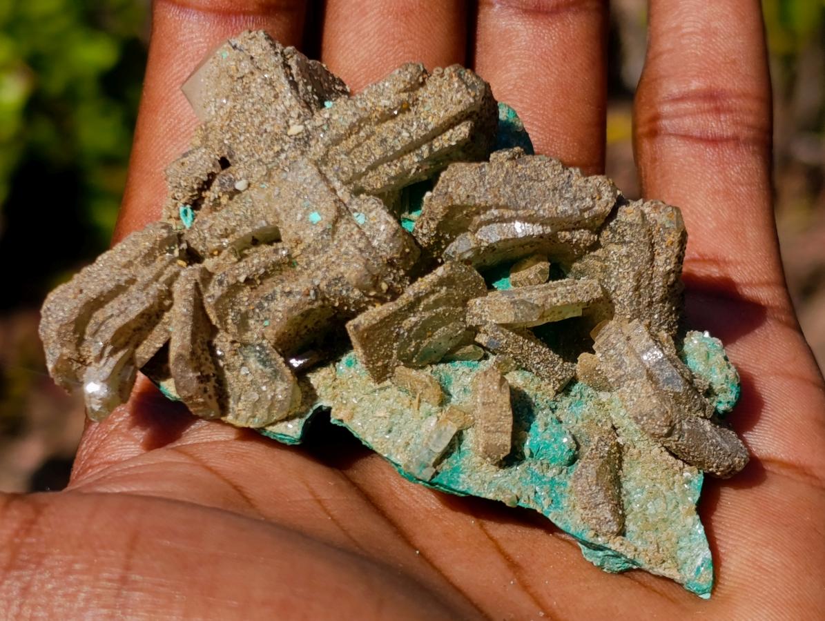 Natural Classic Criss Cross Barite and Malachite Specimen x 1 From Shinkolobwe Mine, Congo