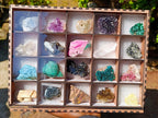 Natural Mix Set of 20 African Specimens in a Wooden Display Box x 1 From Southern Africa