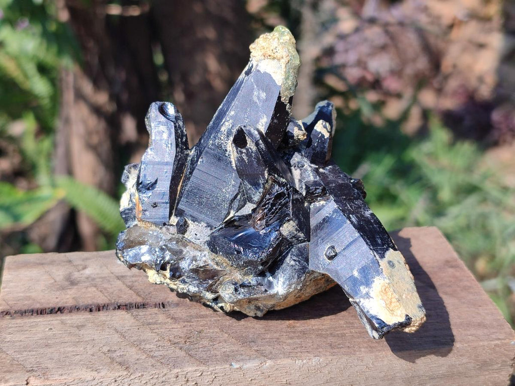 Natural Morion Smokey Quartz Cluster with Hyalite Opal and Black Tourmaline x 1 From Erongo, Namibia