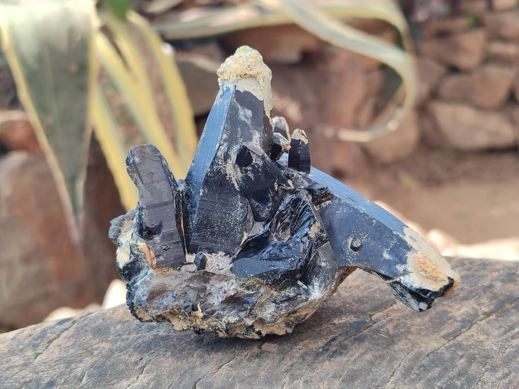 Natural Morion Smokey Quartz Cluster with Hyalite Opal and Black Tourmaline x 1 From Erongo, Namibia