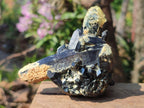 Natural Morion Smokey Quartz Cluster with Hyalite Opal and Black Tourmaline x 1 From Erongo, Namibia