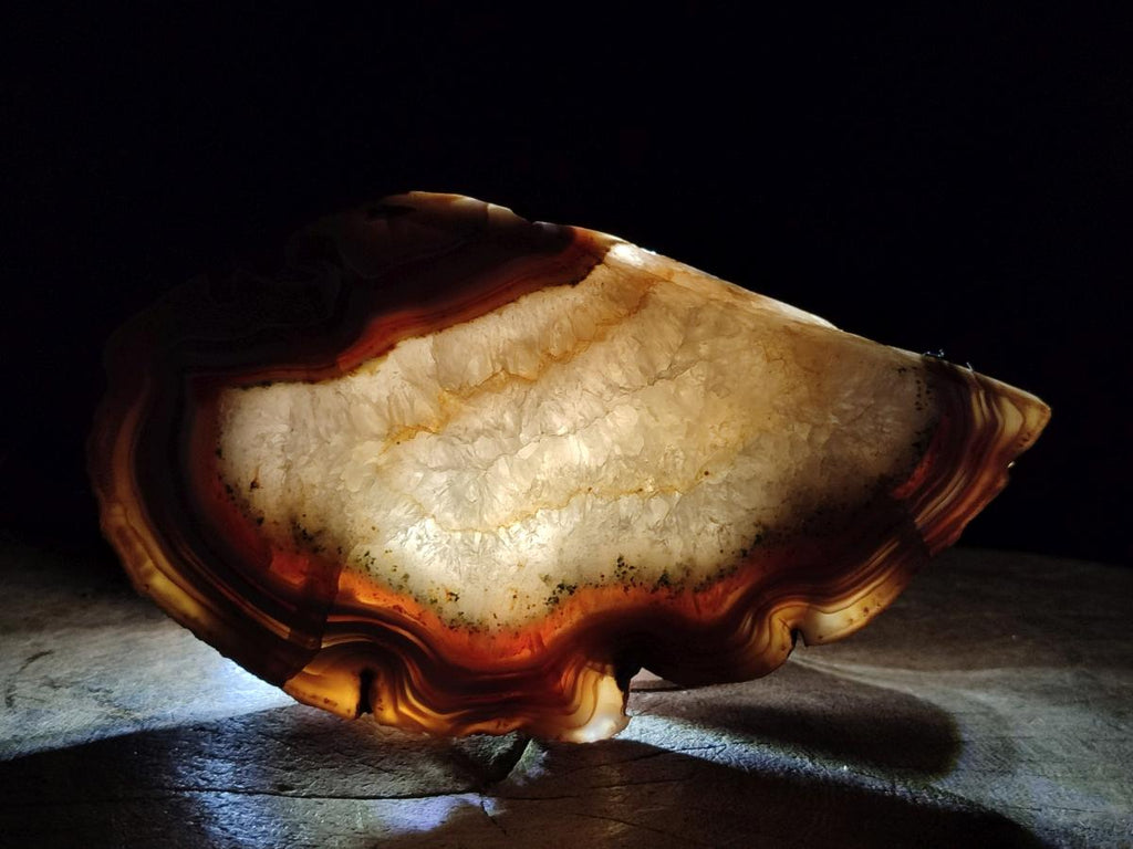 Polished One Side Pair of Red Shashe River Agate Slices with Matching Concentric Ring Patterns x 1 From Shashe River, Zimbabwe