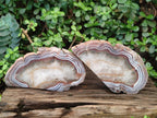 Polished One Side Pair of Red Shashe River Agate Slices with Matching Concentric Ring Patterns x 1 From Shashe River, Zimbabwe