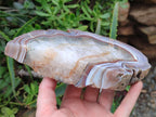Polished One Side Pair of Red Shashe River Agate Slices with Matching Concentric Ring Patterns x 1 From Shashe River, Zimbabwe