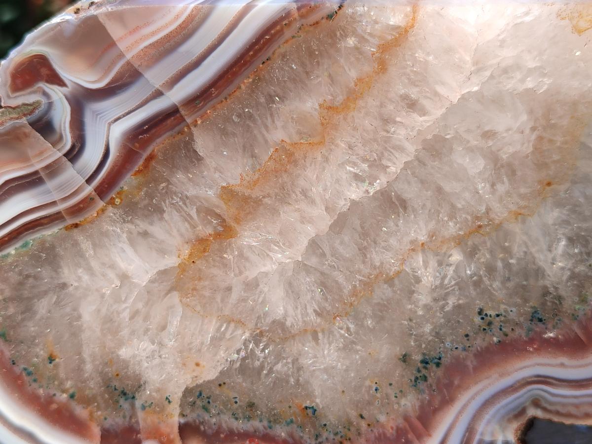 Polished One Side Pair of Red Shashe River Agate Slices with Matching Concentric Ring Patterns x 1 From Shashe River, Zimbabwe