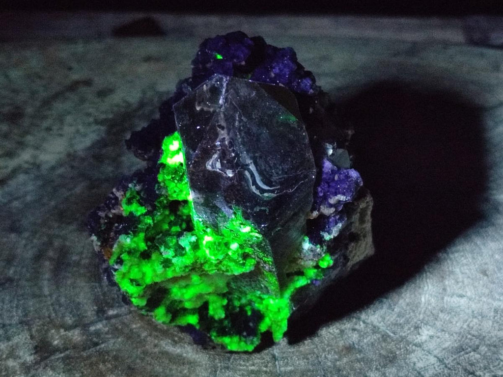 Natural Fluorescent Erongo Smokey Quartz Cluster with Fluorite, Hyalite and Muscovite Mica x 1 From Erongo, Namibia