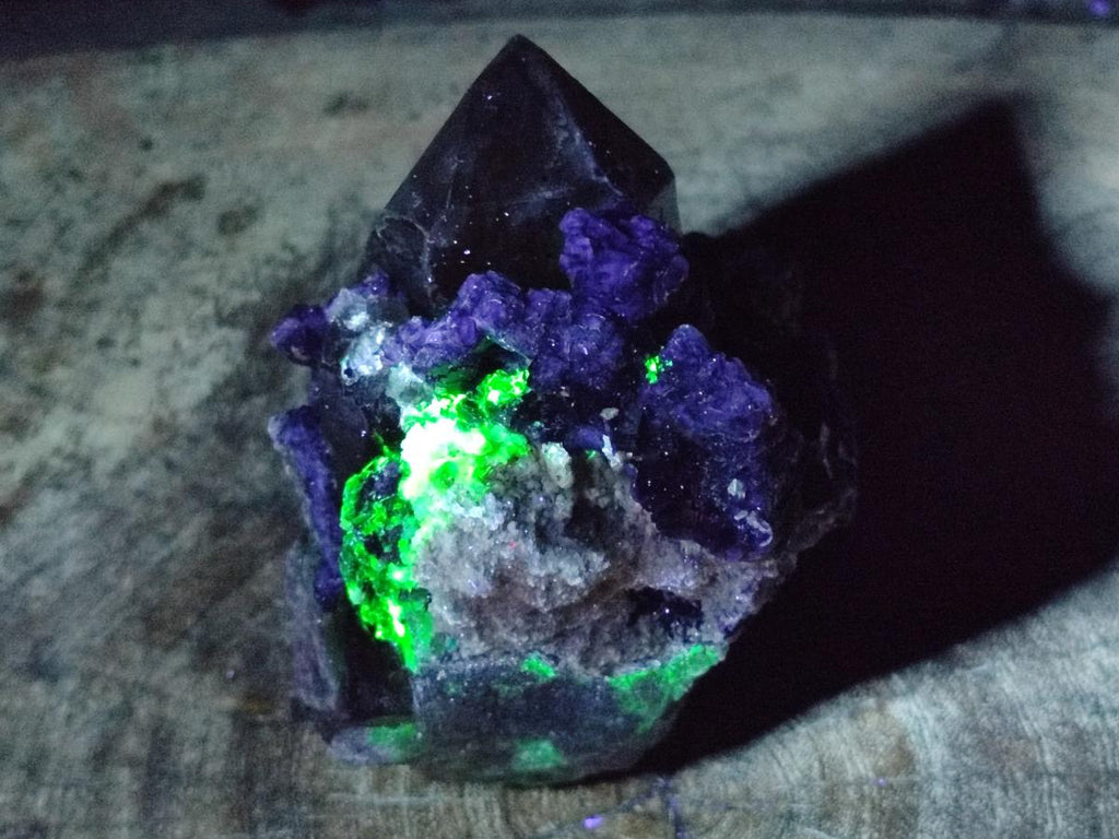 Natural Fluorescent Erongo Smokey Quartz Cluster with Fluorite, Hyalite and Muscovite Mica x 1 From Erongo, Namibia
