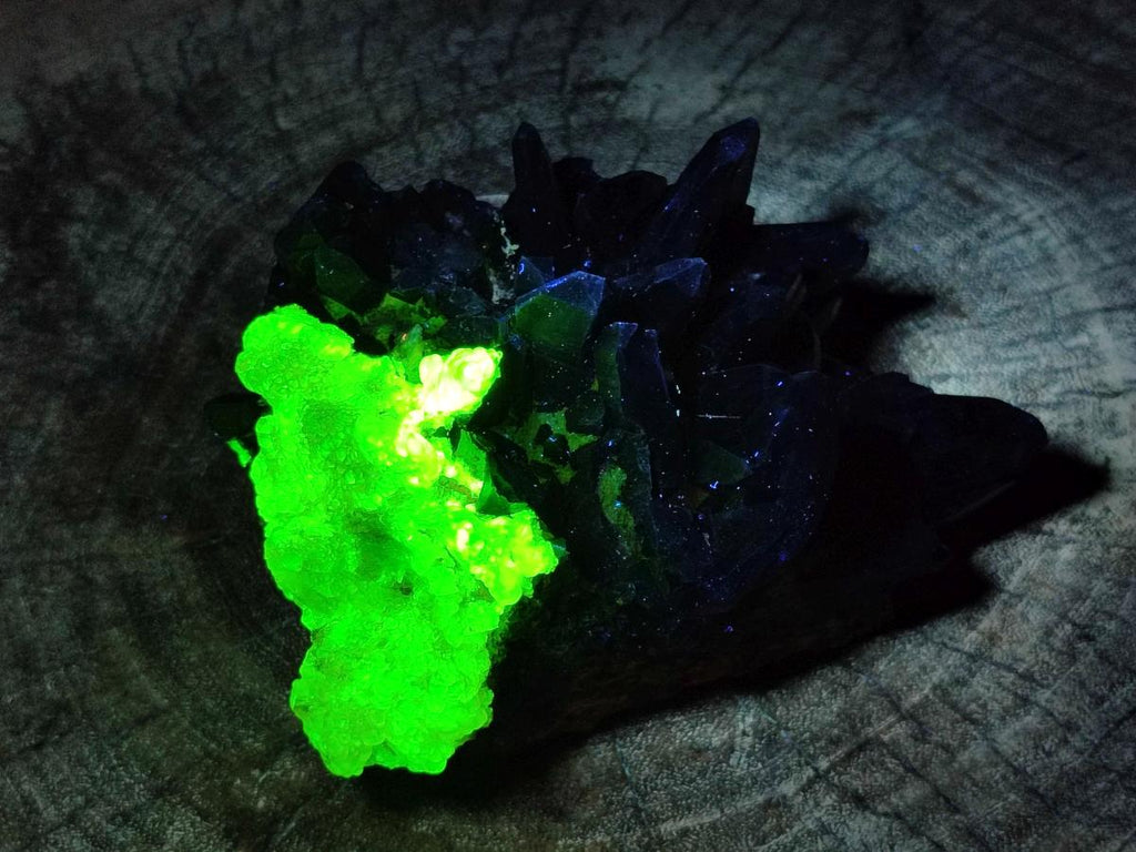 Natural Hyalite Opal on a Dark Morion Smokey Quartz Cluster x 1 From Erongo, Namibia