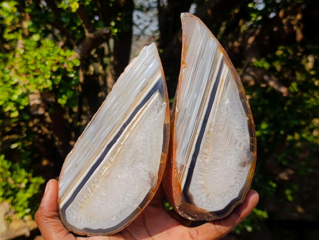 Polished One Side Set of 4 Matching Sardonyx Agate Slices x 1 From Zimbabwe